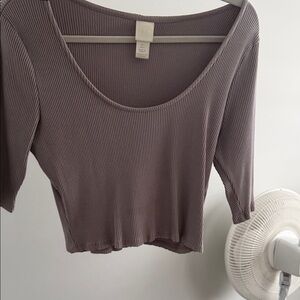 H&M Women's Ribbed Crop Top - Taupe